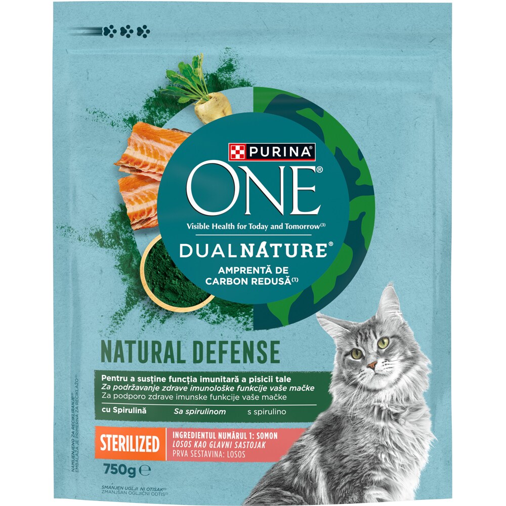 Hrana uscata pentru pisici PURINA ONE DualNature, Sterilized, Somon, 750 g
