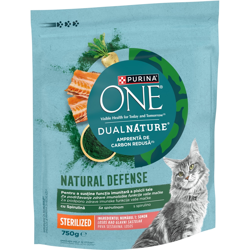 Hrana uscata pentru pisici PURINA ONE DualNature, Sterilized, Somon, 750 g