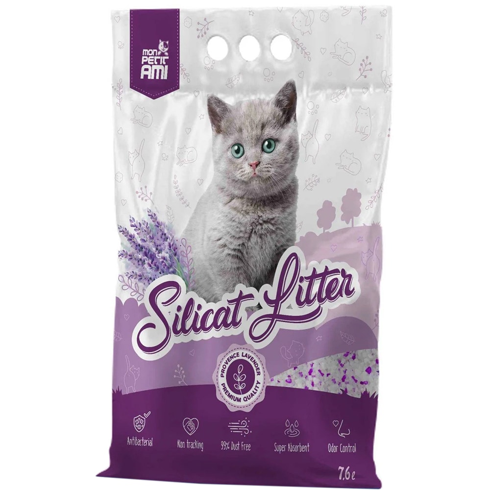Asternut igienic pentru pisici MON PETIT AMI Silicat Lavanda, 7.6 L
