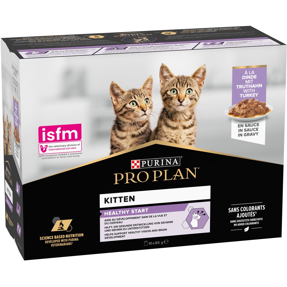 Hrana umeda pentru pisici PURINA PRO PLAN NutriSavour, Junior, Curcan in sos, 10 x 85g