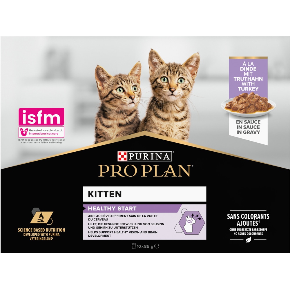 Hrana umeda pentru pisici PURINA PRO PLAN NutriSavour, Junior, Curcan in sos, 10 x 85g