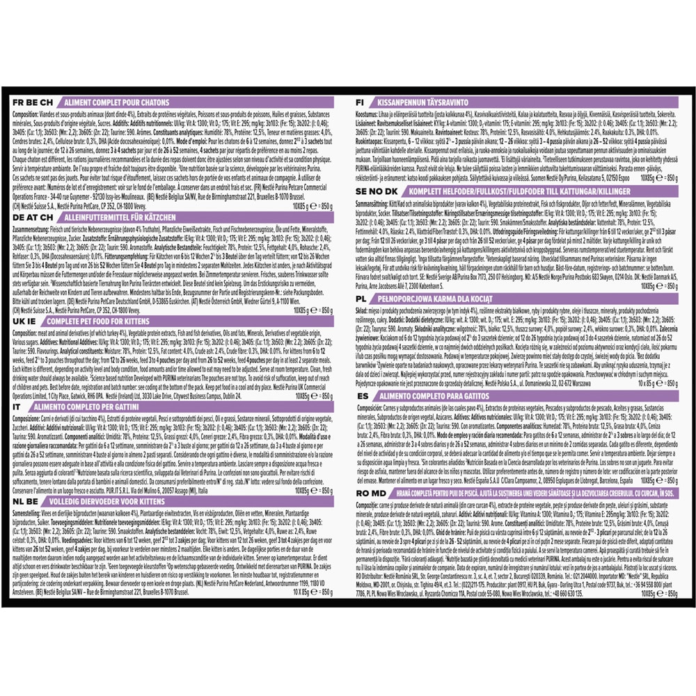 Hrana umeda pentru pisici PURINA PRO PLAN NutriSavour, Junior, Curcan in sos, 10 x 85g