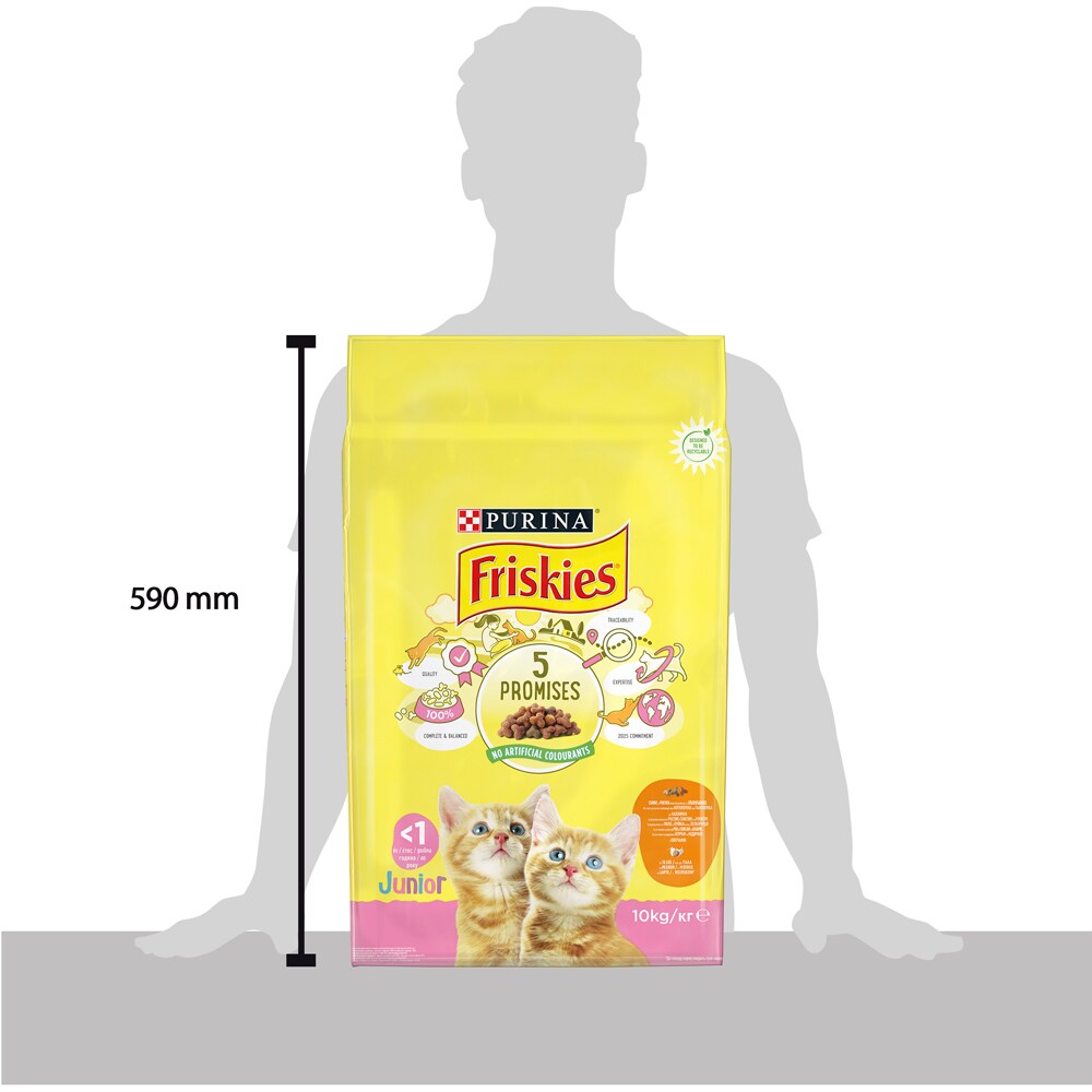 Hrana uscata pentru pisici FRISKIES, Junior, Pui, curcan si legume, 10 kg