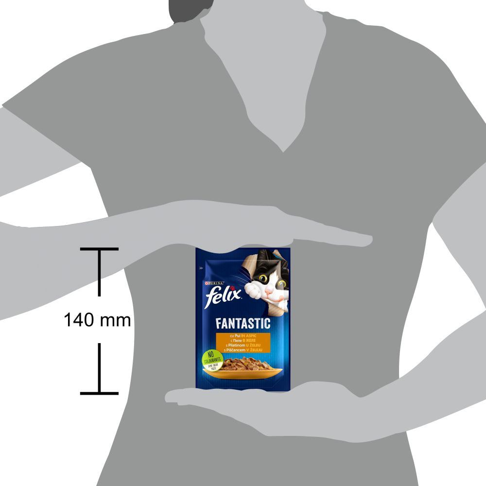 Hrana umeda pentru pisici FELIX Fantastic, Adult, Pui in aspic, 26 x 85g