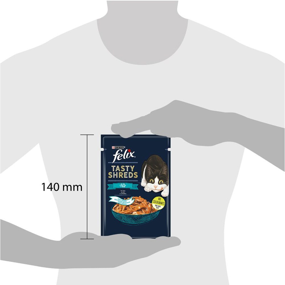 Hrana umeda pentru pisici FELIX Tasty Shreds, Adult, Ton, 26 x 80g