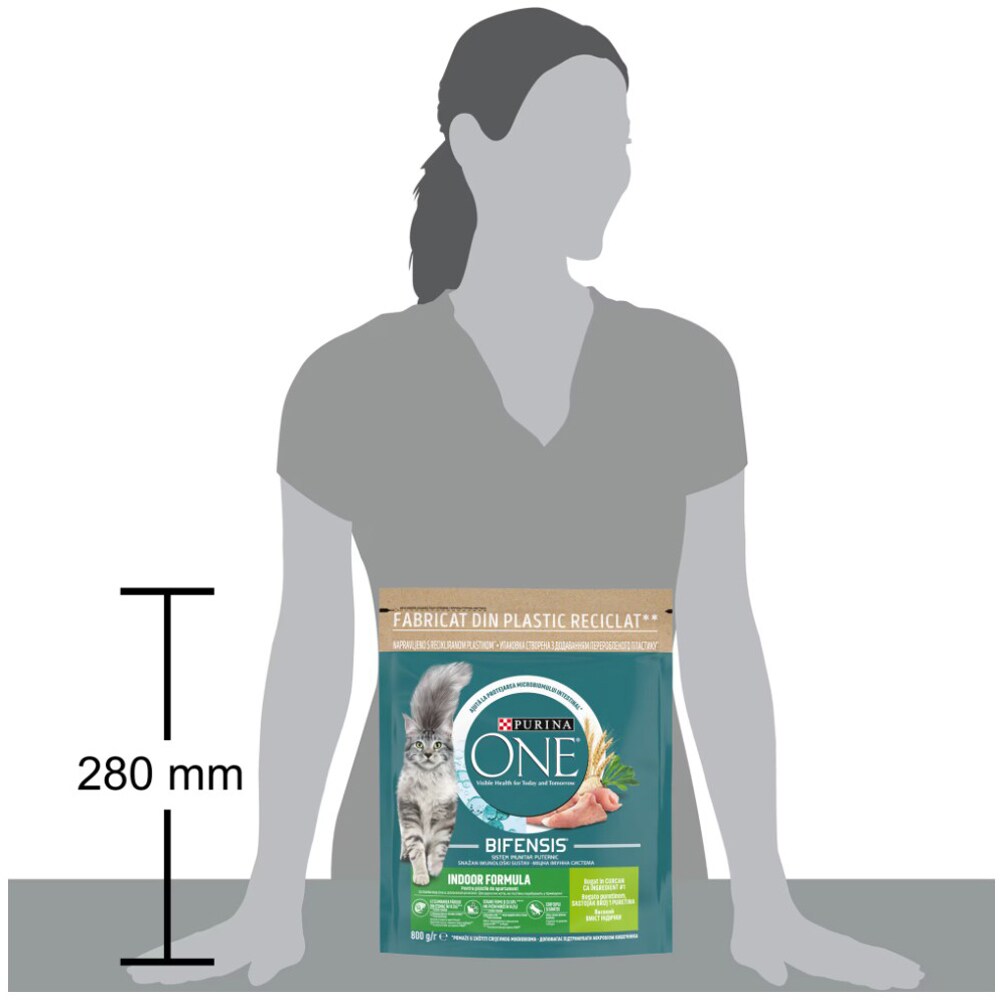 Hrana uscata pentru pisici PURINA ONE Indoor, Adult, Curcan, 800 g