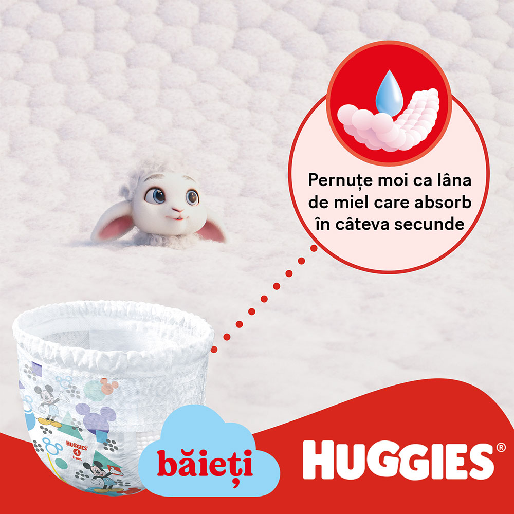Scutece chilotel HUGGIES Little Movers nr 4, Baieti, 9-14 kg, 72 buc