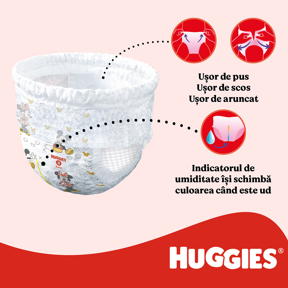 Scutece chilotel HUGGIES Little Movers nr 4, Baieti, 9-14 kg, 72 buc
