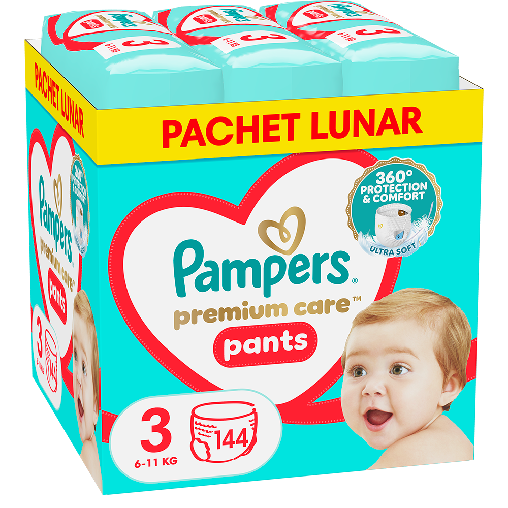 Scutece chilotel PAMPERS Premium Care Pants XXL Box nr 3, Unisex, 6-11 kg, 144 buc