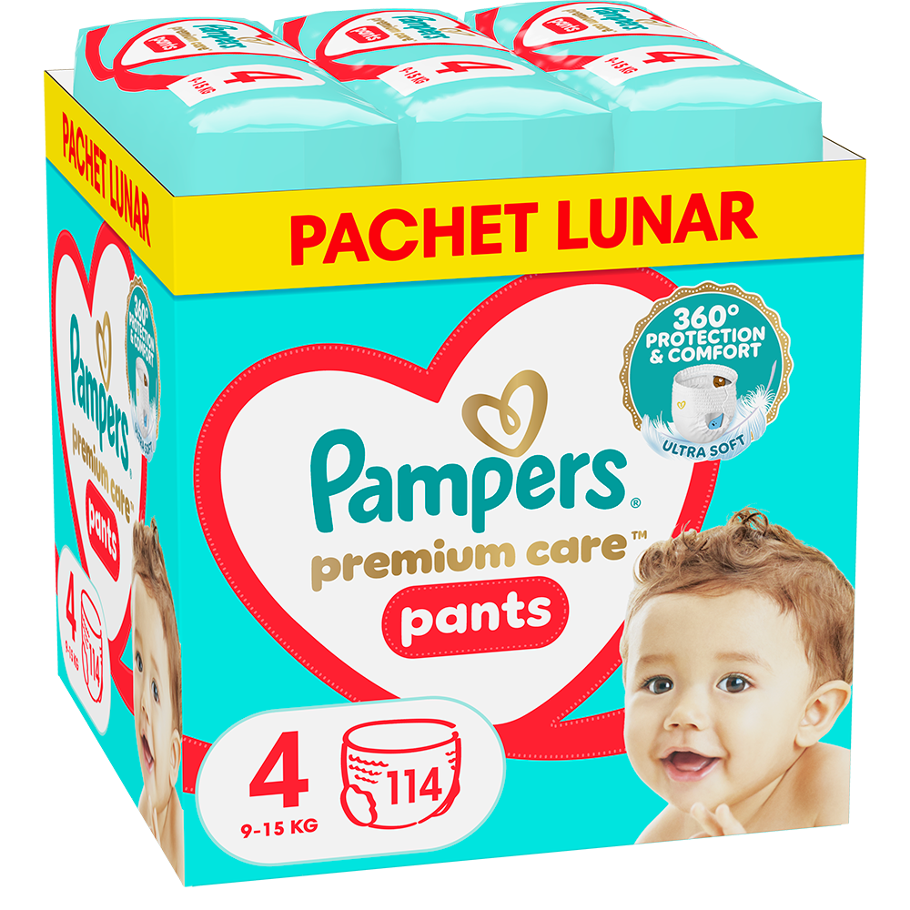 Scutece chilotel PAMPERS Premium Care Pants XXL Box nr 4, Unisex, 9-15 kg, 114 buc