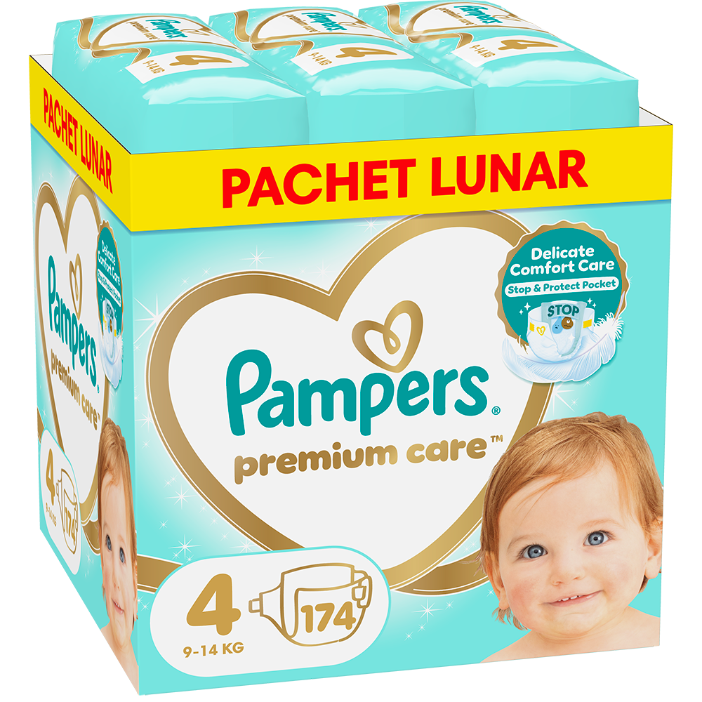 Scutece PAMPERS Premium Care XXL Box nr 4, Unisex, 9-14 kg, 174 buc