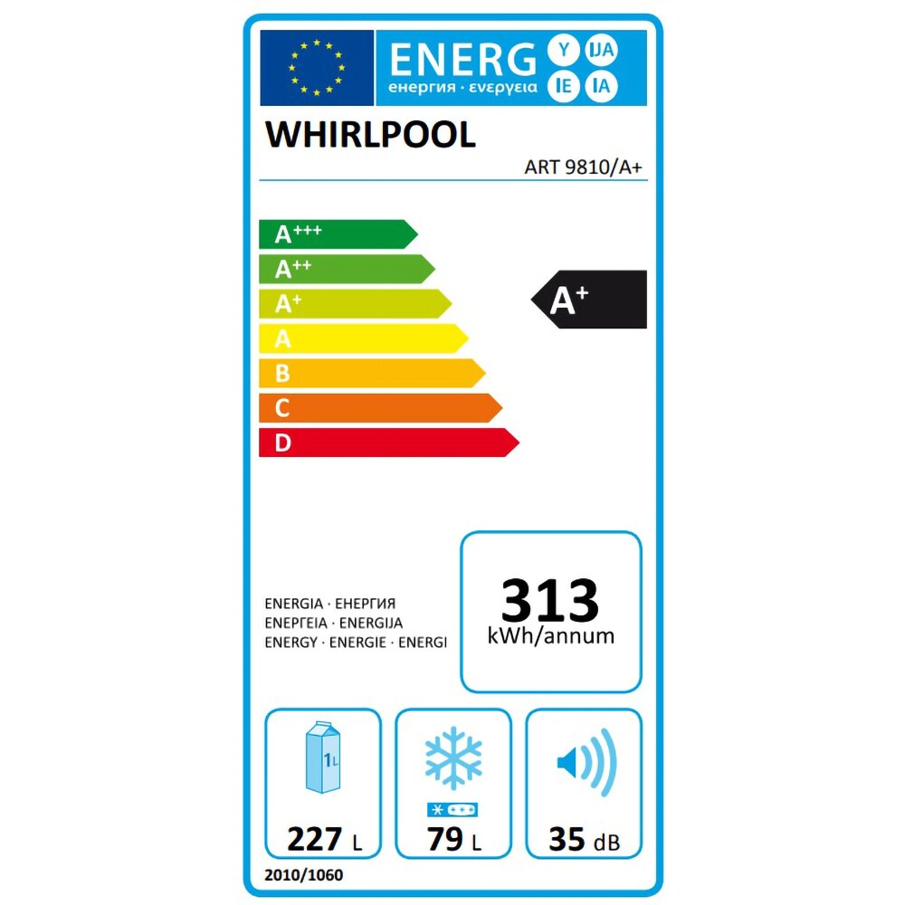 Combina frigorifica incorporabila WHIRLPOOL ART 9810/A+, LessFrost, 306 l, H 193.5 cm, Clasa F, 6th Sense