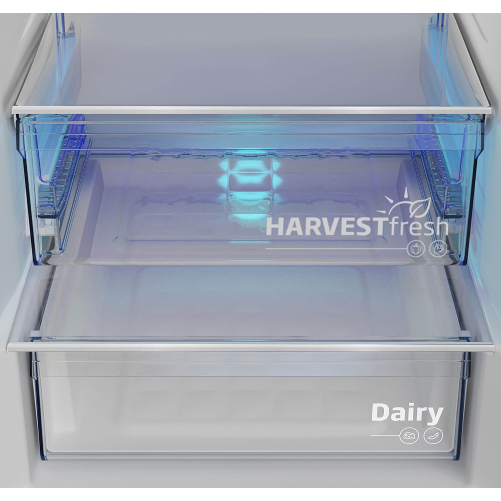 Combina frigorifica BEKO B3RCNA404HM, No Frost, 355 l, H 203.5 cm, Clasa E, gri lucios