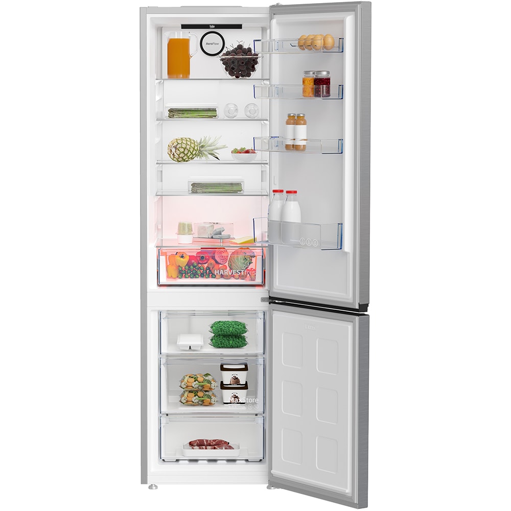 Combina frigorifica BEKO B3RCNA404HXB, No Frost, 355 l, H 203.5 cm, Clasa E, argintiu