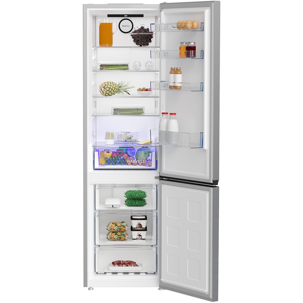 Combina frigorifica BEKO B3RCNA404HXB, No Frost, 355 l, H 203.5 cm, Clasa E, argintiu