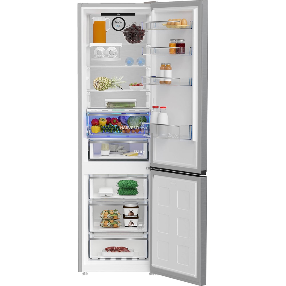 Combina frigorifica BEKO B5RCNA406LXBW, No Frost, 355 l, H 203 cm, Clasa C, argintiu