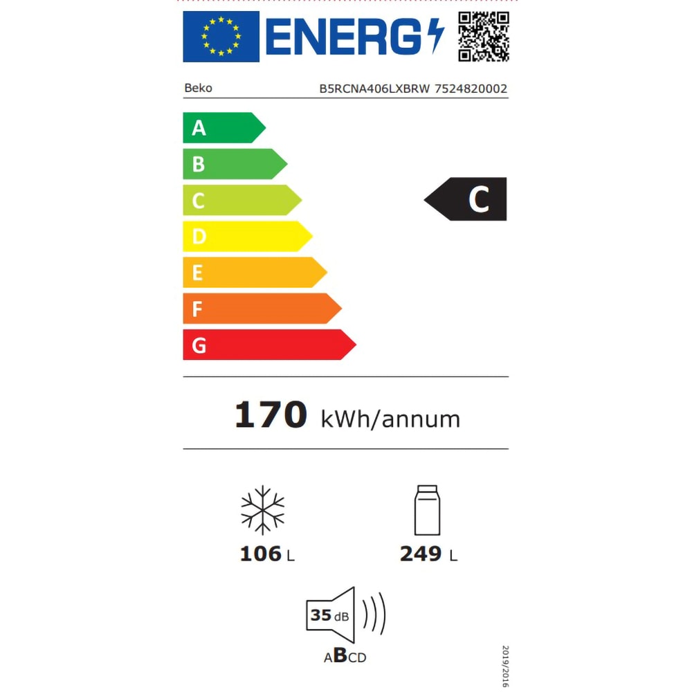 Combina frigorifica BEKO B5RCNA406LXBRW, No Frost, 355 l, H 203 cm, Clasa C, dark inox