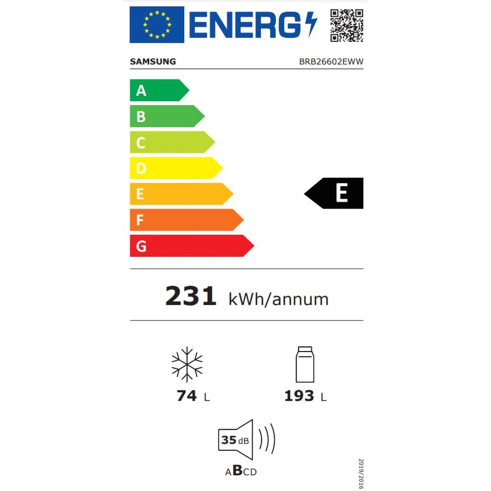 Combina frigorifica incorporabila SAMSUNG BRB26602EWW/EF, No Frost, 267 l, H 177.5 cm, Clasa E