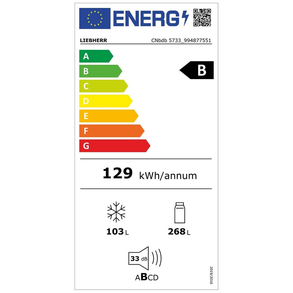 Combina frigorifica LIEBHERR CNbdb 5733, No Frost, 371 l, H 201.5 cm, Clasa B, dark inox