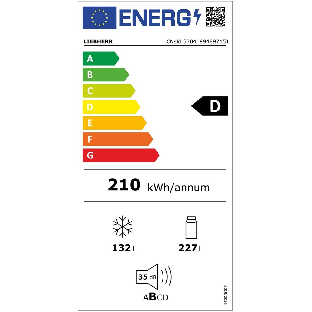 Combina frigorifica LIEBHERR CNsfd 5704 Pure, Duo Cooling, 359 l, H 201.5 cm, Clasa D, argintiu