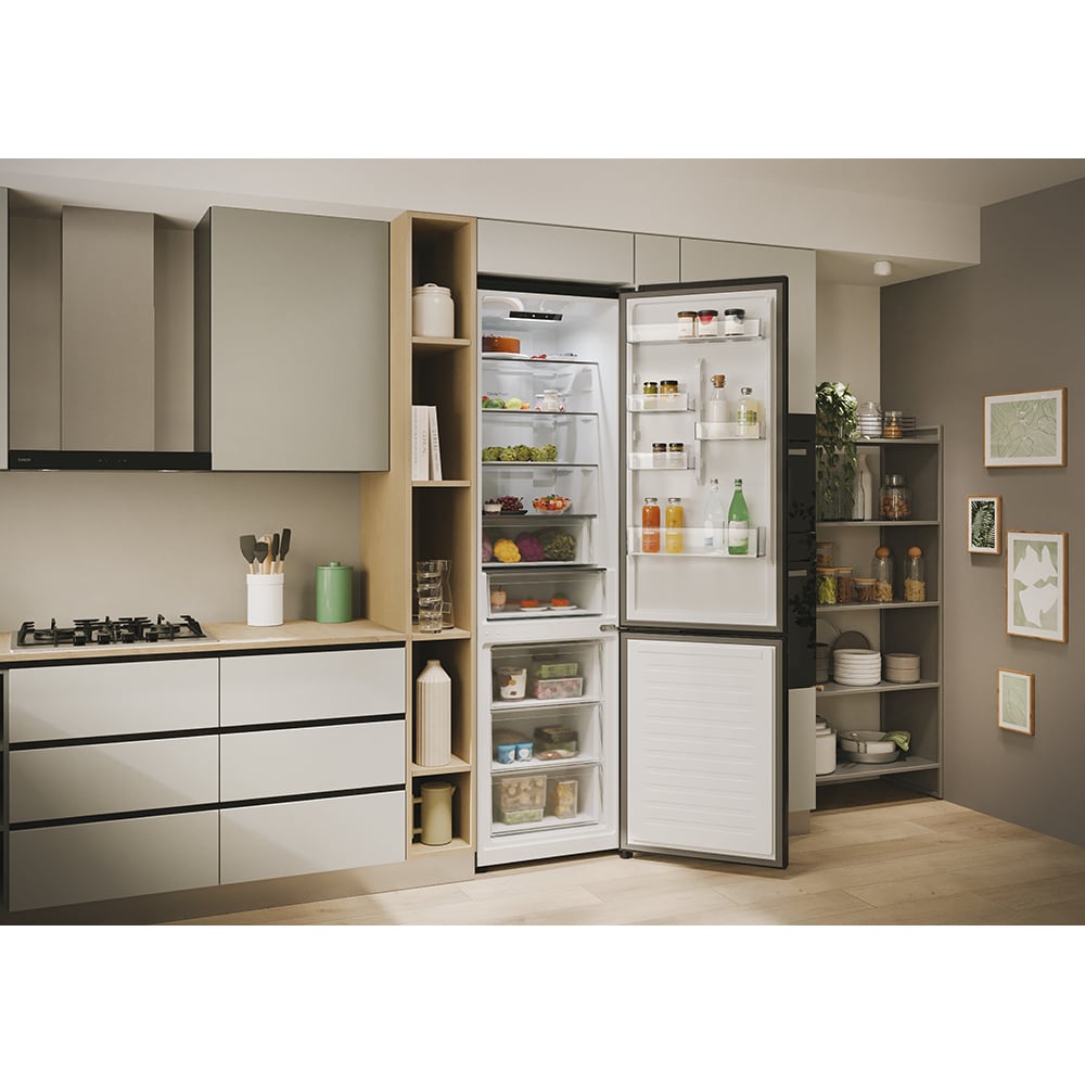 Combina frigorifica CANDY ECN2CQTEB206, Total No Frost, 409 l, H 205 cm, Clasa E, negru