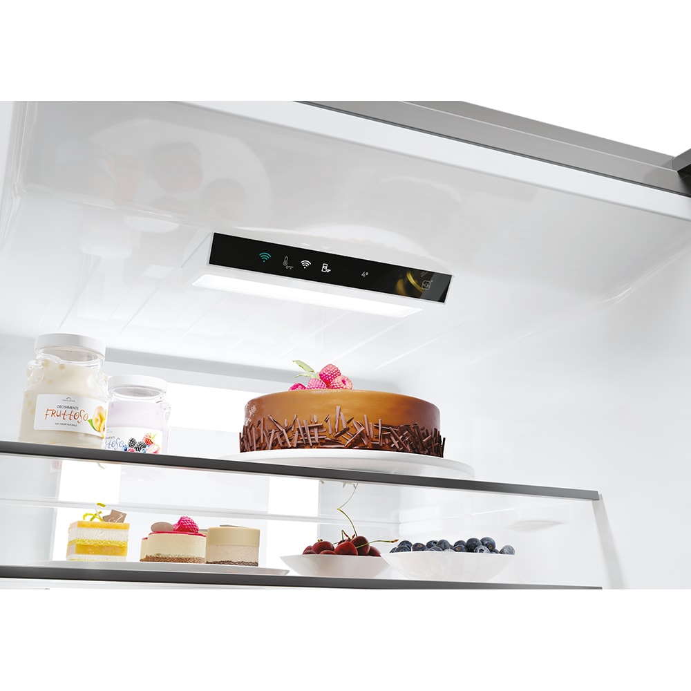 Combina frigorifica CANDY ECN4CQTEX206, Total No Frost, 409 l, H 205 cm, Clasa E, Wi-Fi, inox