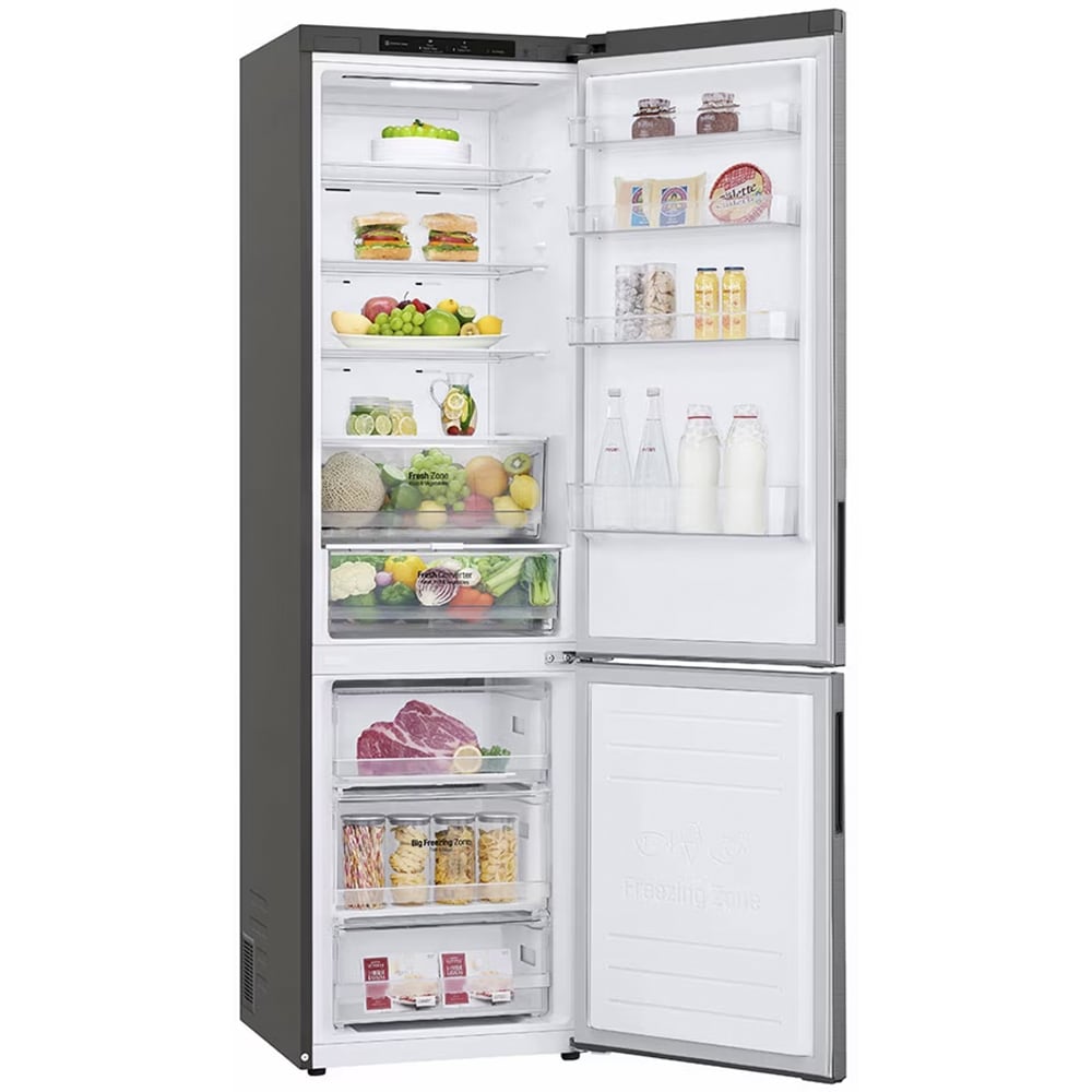 Combina frigorifica LG GBP62PZNAC, No Frost, 384 l, H 203 cm, Clasa A, argintiu