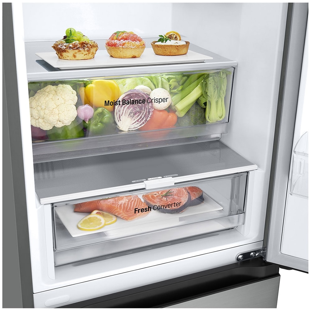 Combina frigorifica LG GBV3100EPY, No Frost, 344 l, H 186 cm, Clasa E, argintiu