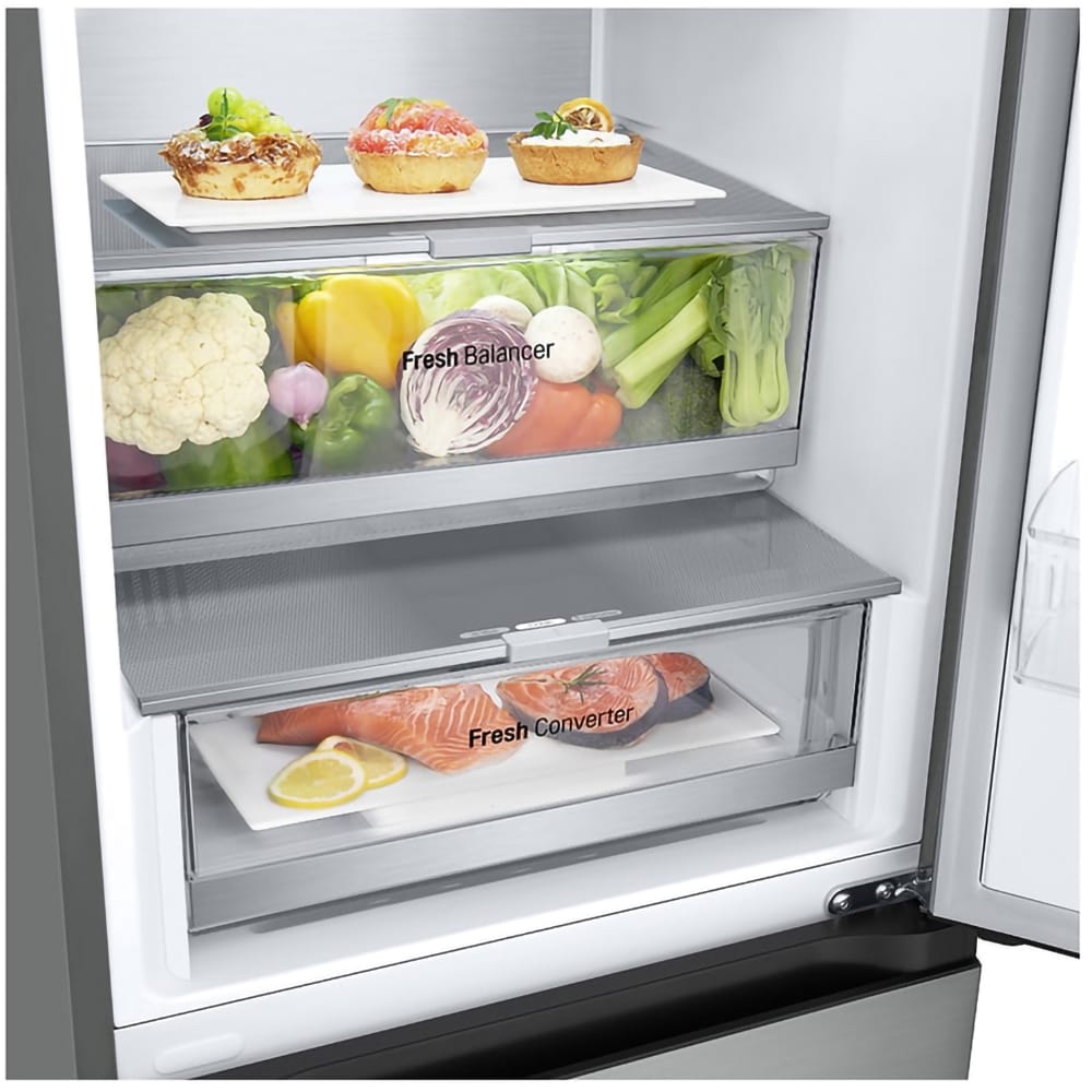 Combina frigorifica LG GBV7270CPY, No Frost, 387 l, H 203 cm, Clasa C, Wi-FI, argintiu