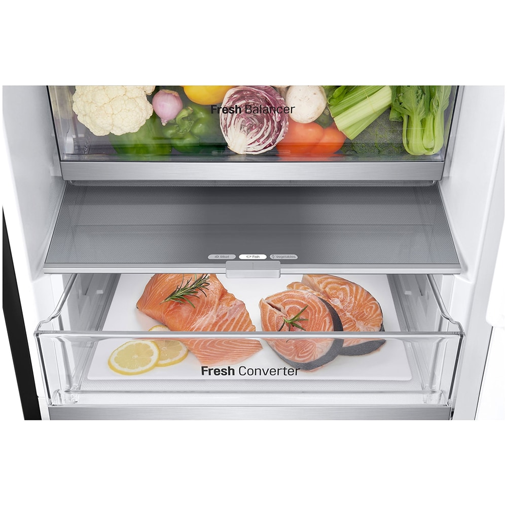 Combina frigorifica LG GBV7270DEV, No Frost, 387 l, H 203 cm, Clasa D, ThinQ, negru