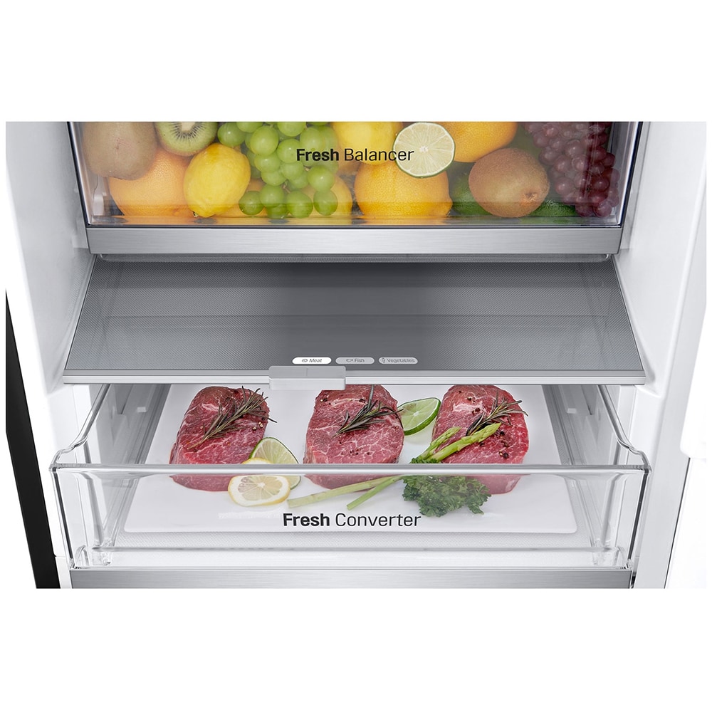 Combina frigorifica LG GBV7270DEV, No Frost, 387 l, H 203 cm, Clasa D, ThinQ, negru