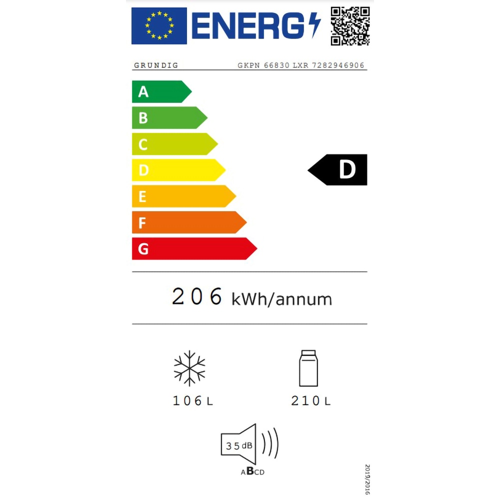 Combina frigorifica GRUNDIG GKPN66830LXR, No Frost, 316 l, H 186.5 cm, Clasa D, dark inox