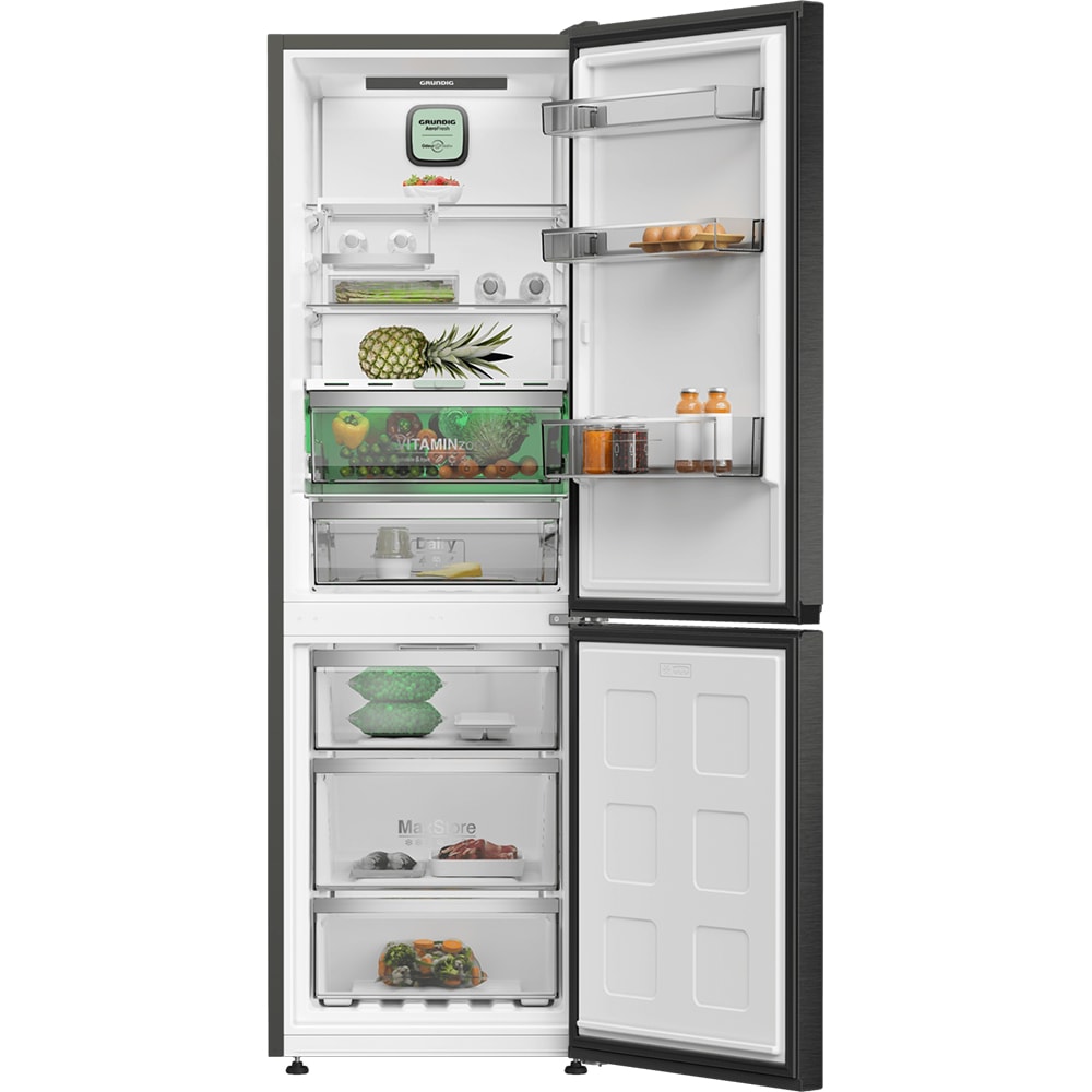 Combina frigorifica GRUNDIG GKPN66830LXR, No Frost, 316 l, H 186.5 cm, Clasa D, dark inox