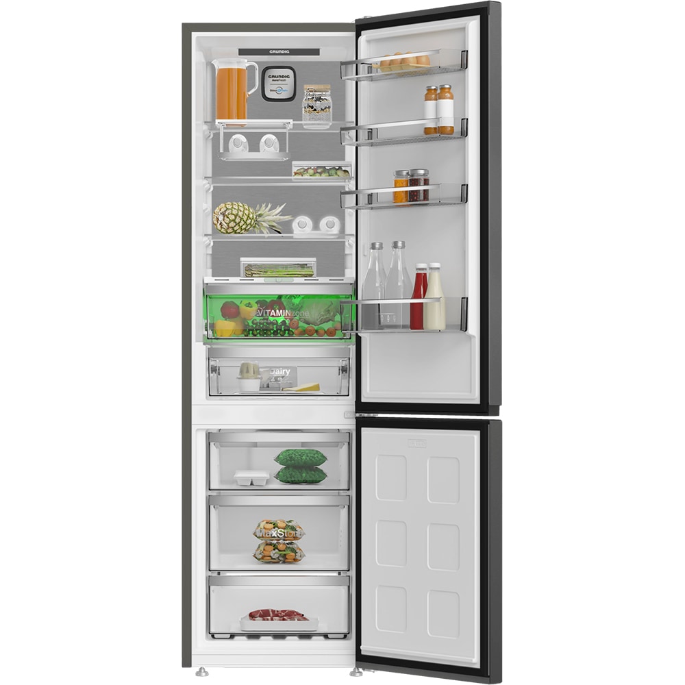 Combina frigorifica GRUNDIG GKPN66940LXRW, No Frost, 355 l, H 203 cm, Clasa C, dark inox