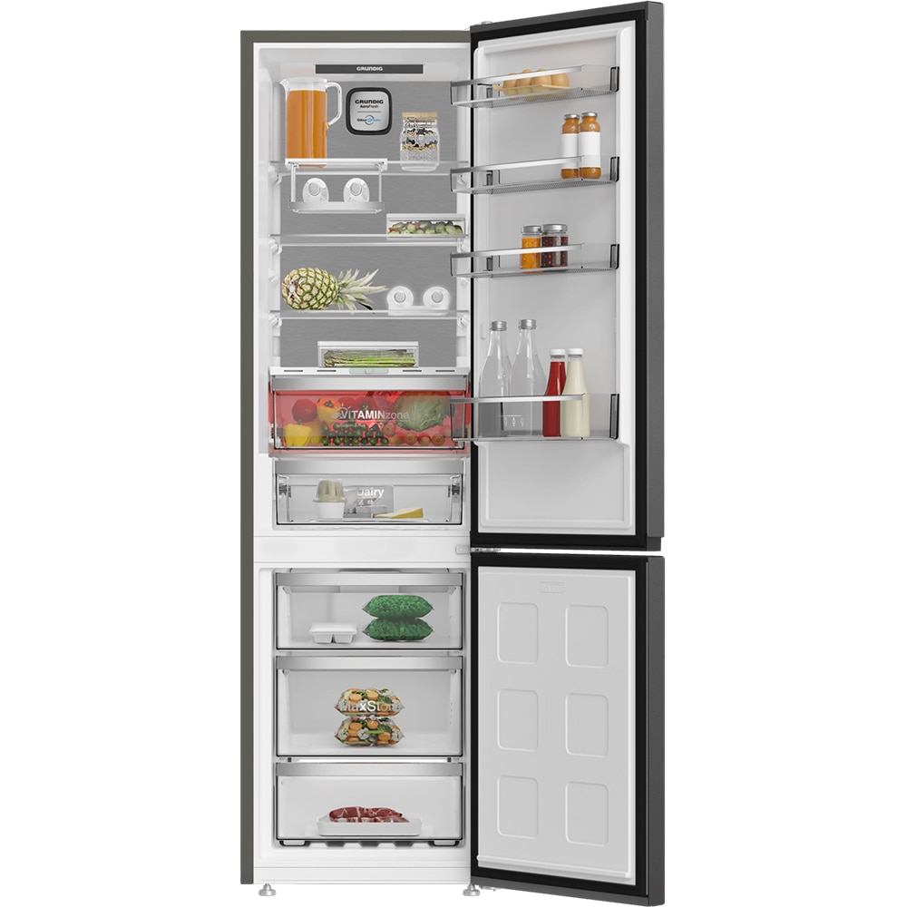 Combina frigorifica GRUNDIG GKPN66940LXRW, No Frost, 355 l, H 203 cm, Clasa C, dark inox