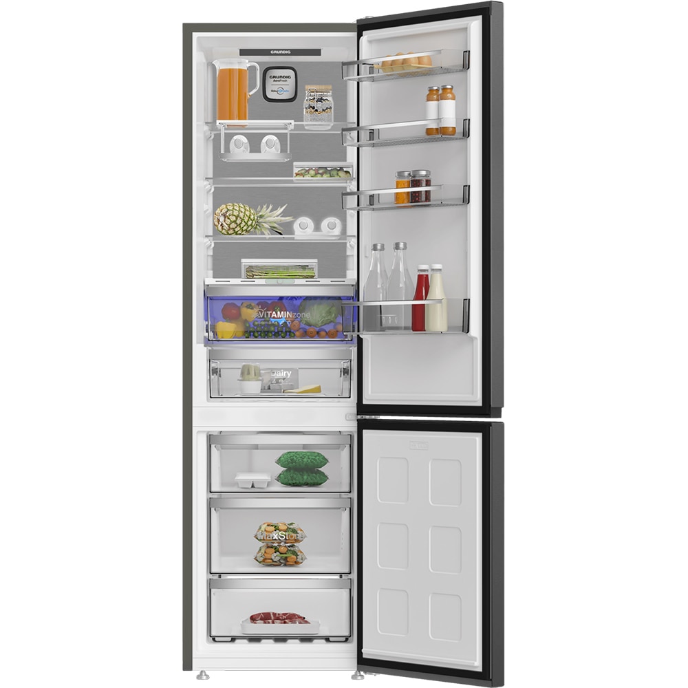 Combina frigorifica GRUNDIG GKPN66940LXRW, No Frost, 355 l, H 203 cm, Clasa C, dark inox