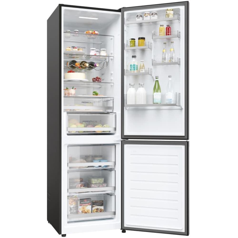 Combina frigorifica HAIER HDW5620CNPD, Total No Frost, 377 l, H 200 cm, Clasa C, dark inox