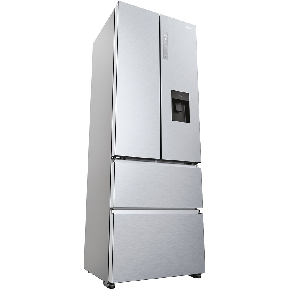 Side by Side HAIER HFR5720EWMG, Total No Frost, 477 l, H 201 cm, Clasa E, Dozator apa, argintiu