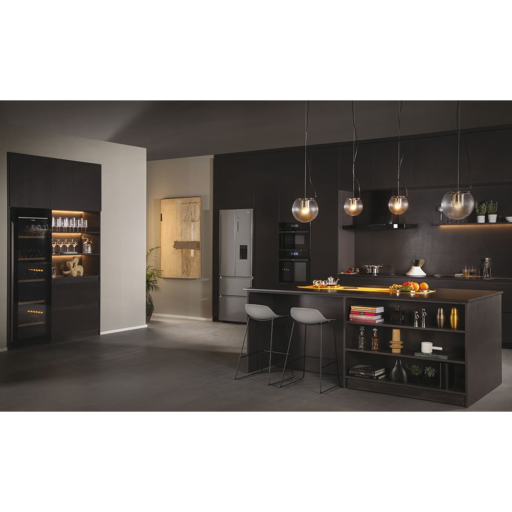 Side by Side HAIER HFR7720DWMP, Total No Frost, 477 l, H 201 cm, Clasa D, Dozator apa, inox