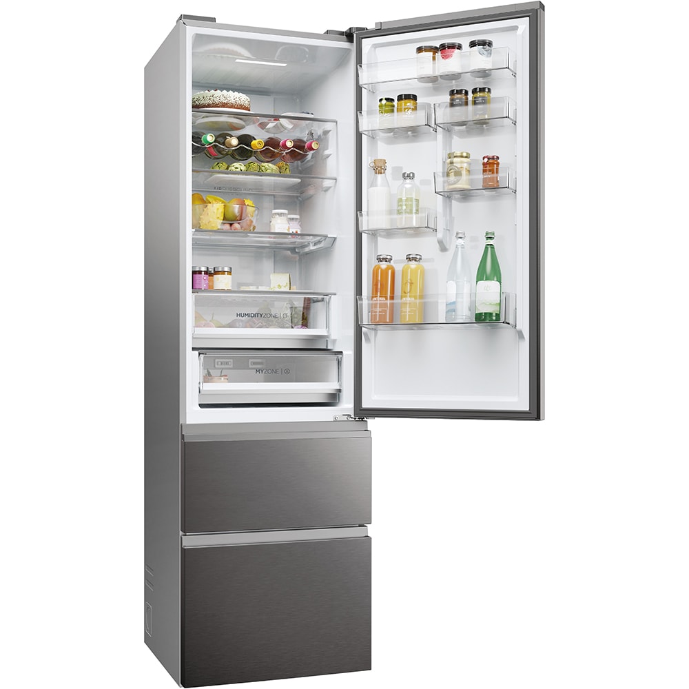 Combina frigorifica HAIER HTW5620CNMP, Total No Frost, 414 l, H 201 cm, Clasa E, Wi-Fi, negru