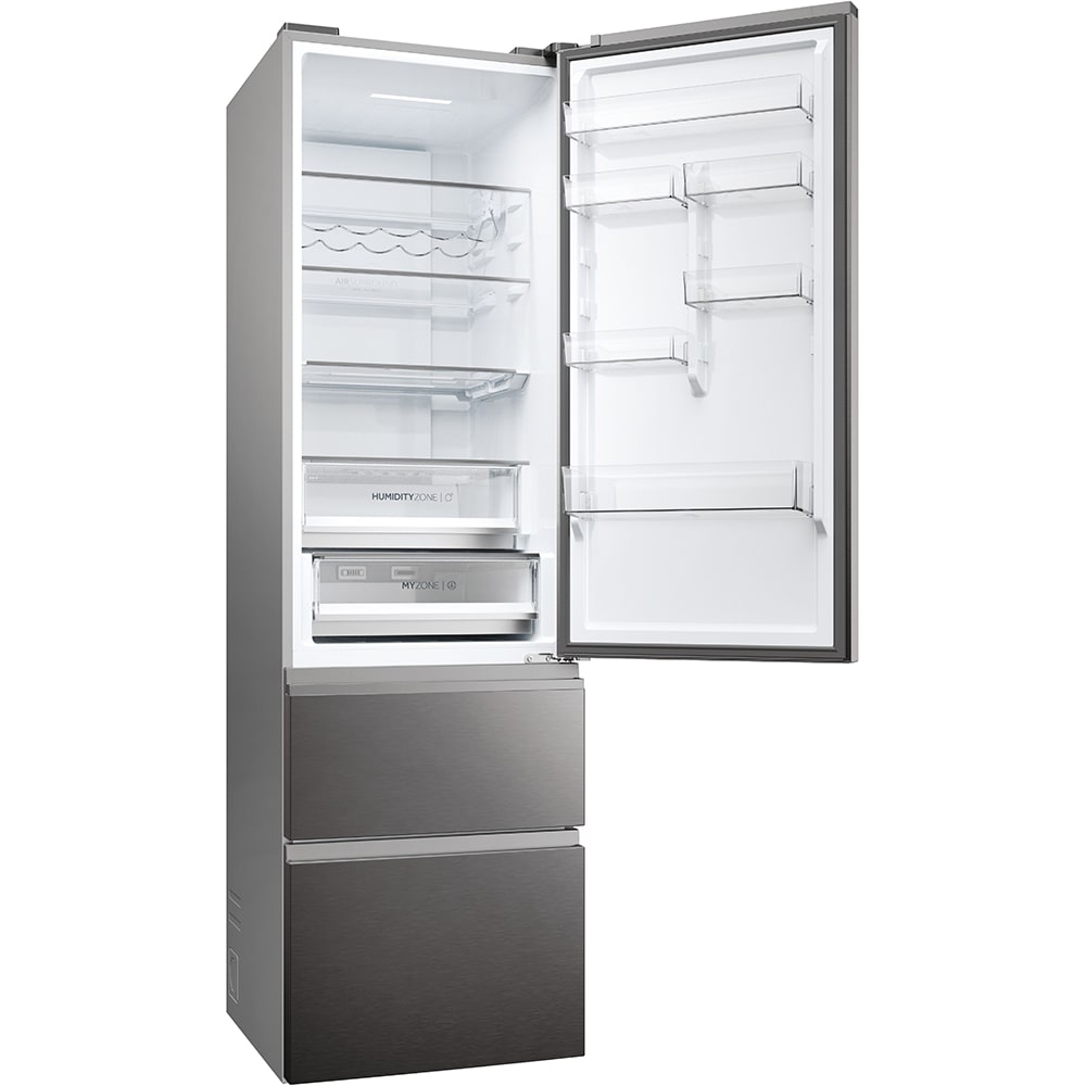 Combina frigorifica HAIER HTW5620CNMP, Total No Frost, 414 l, H 201 cm, Clasa E, Wi-Fi, negru