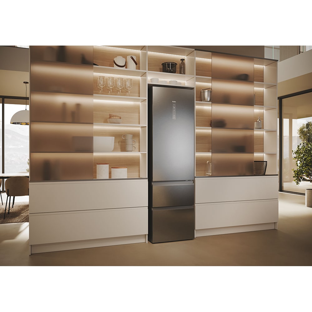 Combina frigorifica HAIER HTW5620DNMG, No Frost, 414 l, H 205 cm, Clasa D, Wi-Fi, inox