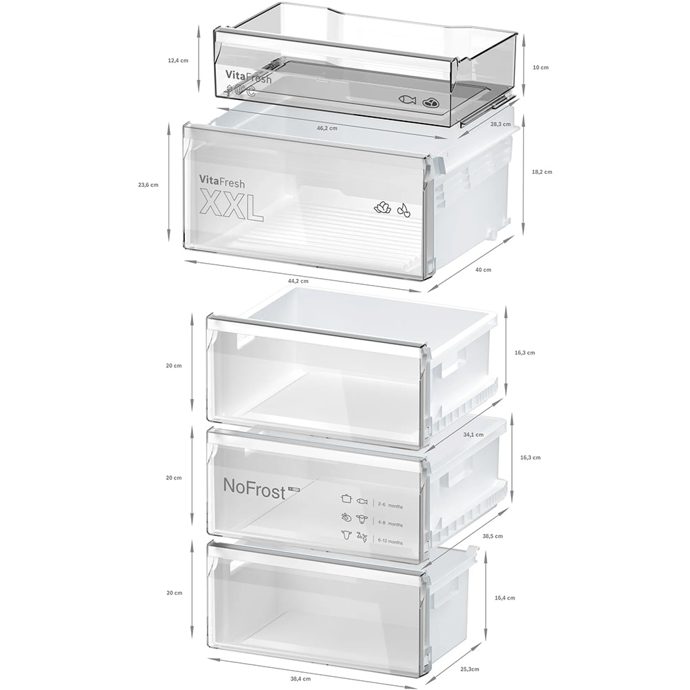 Combina frigorifica BOSCH KGN397LDF, No Frost, 363 l, H 203 cm, Clasa D, inox