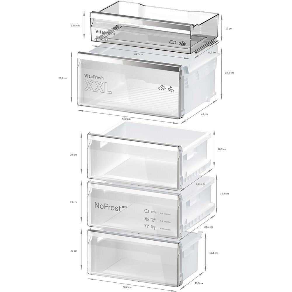 Combina frigorifica BOSCH KGN39AIAT, No Frost, 363 l, H 203 cm, Clasa A, inox antiamprenta