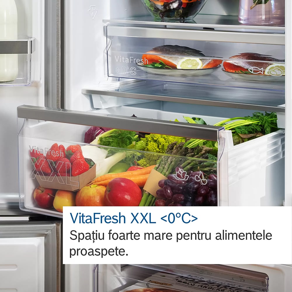 Combina frigorifica BOSCH KGN39AIAT, No Frost, 363 l, H 203 cm, Clasa A, inox antiamprenta