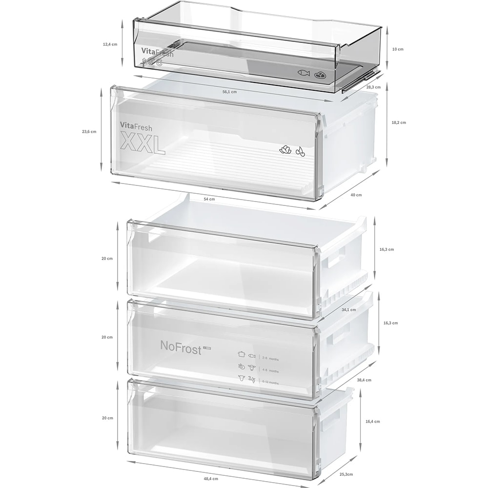 Combina frigorifica BOSCH KGN497WDF, No Frost, 440 l, H 203 cm, Clasa D, alb