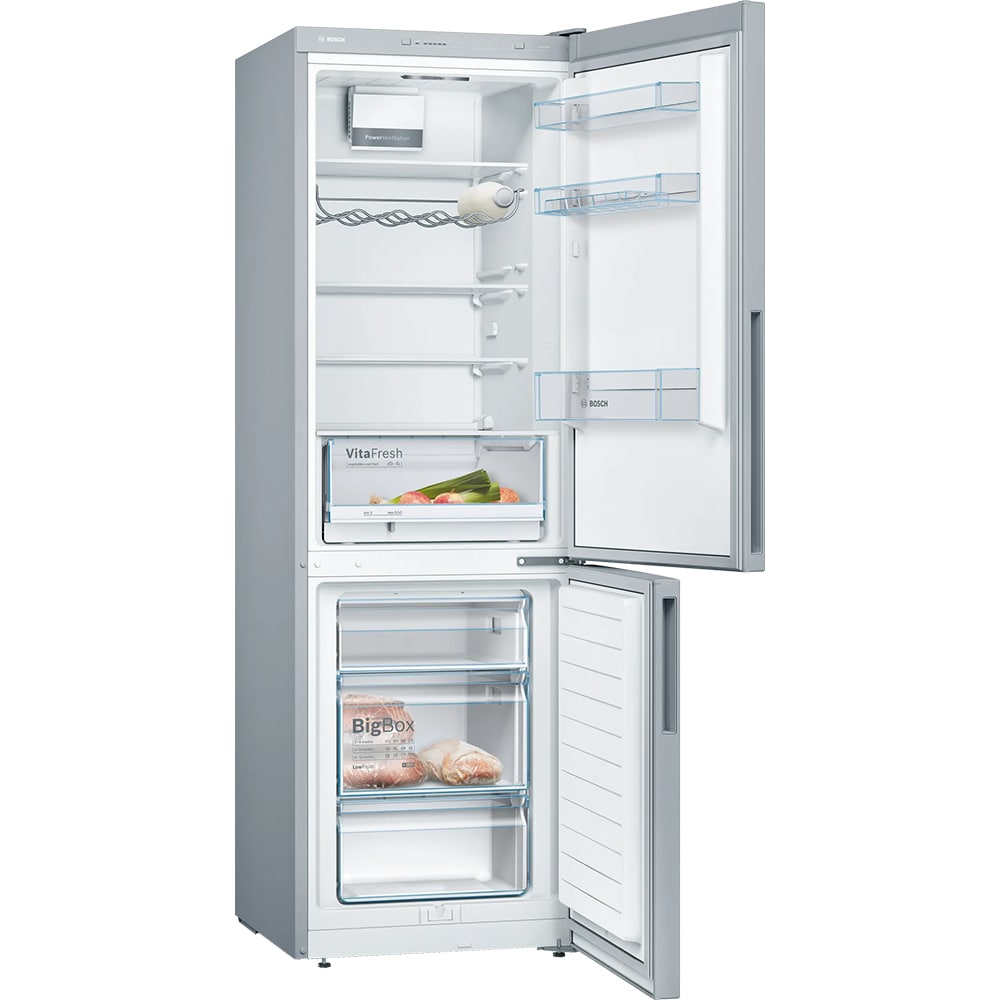 Combina frigorifica BOSCH KGV36VLEAS, 308 l, H 186 cm, Clasa E, argintiu