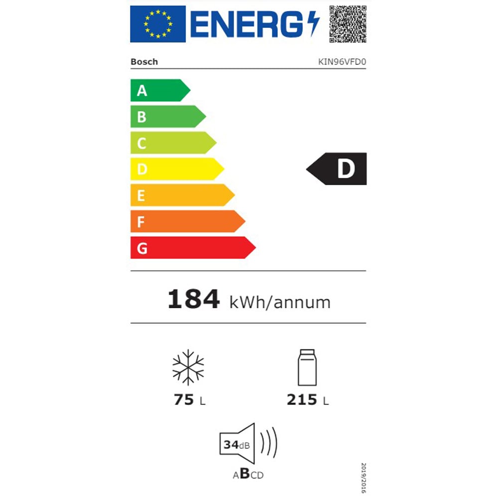 Combina frigorifica incorporabila BOSCH KIN96VFD0, No Frost, 290 l, H 193.5 cm, Clasa D