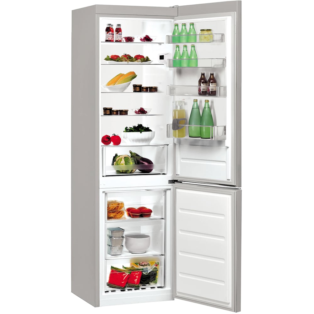 Combina frigorifica INDESIT LI9 S1E S, 372 l, H 201.3 cm, Clasa F, argintiu