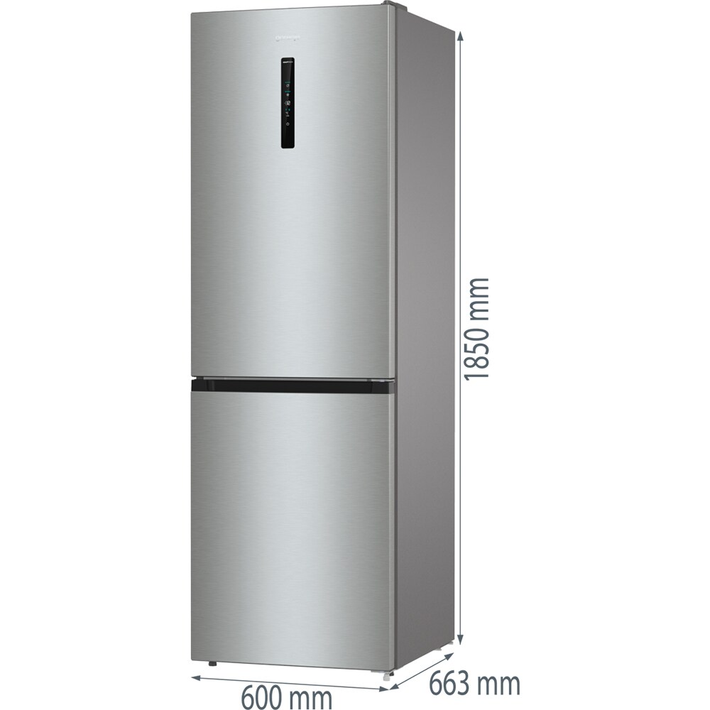 Combina frigorifica GORENJE NRK61CAXL4, NoFrost Plus, 326 l, H 185 cm, Clasa C, argintiu